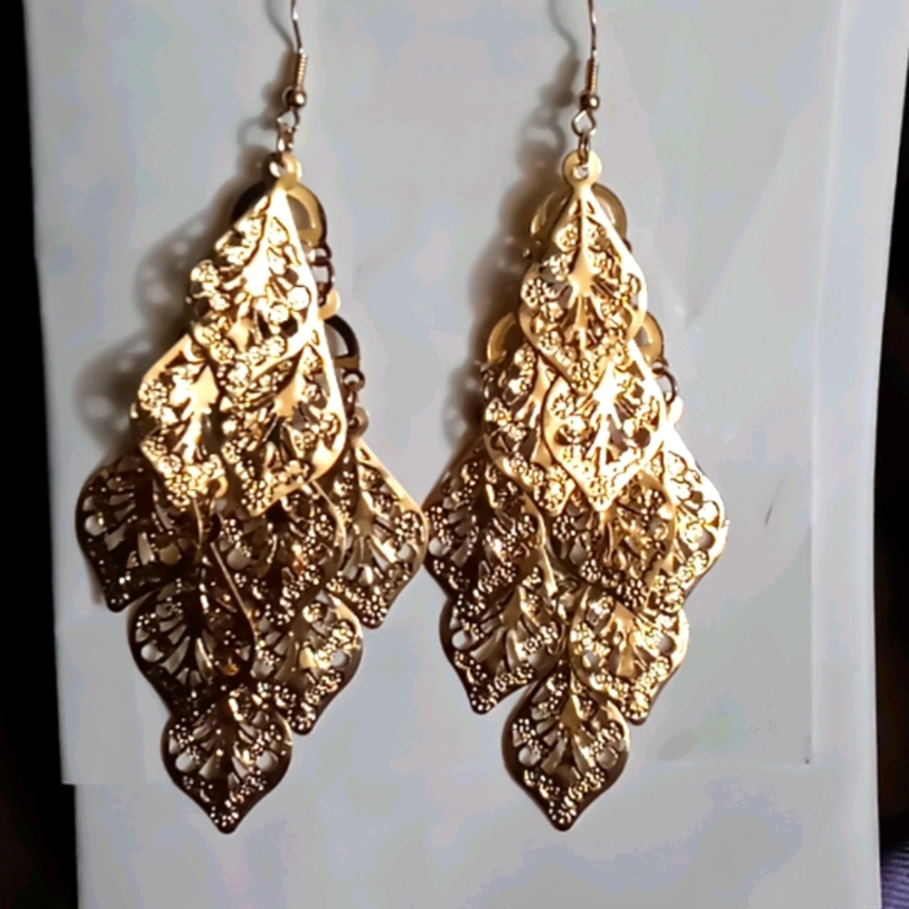 Long golden earrings